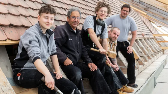 Das Team auf dem Dach